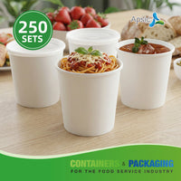 APSIC 16 oz White Paper Soup Cup with PP Lid - Daily Use & Catering Ready - 250 SETS/CTN