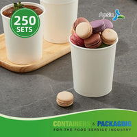 APSIC 32 oz White Paper Soup Cup with PP Lid - Large Serving & Food Safe - 250 SETS/CTN