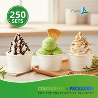 APSIC 8 oz White Paper Soup Cup with PP Lid - Complete Set & Heat-Resistant - 250 SETS/CTN
