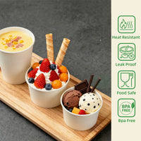 APSIC 12 oz White Paper Soup Cup with PP Lid - Leak-Resistant & Portable - 250 SETS/CTN