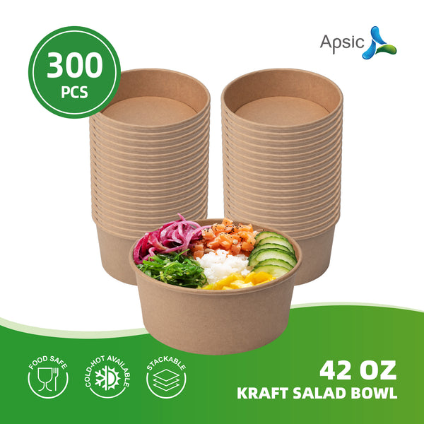 APSIC 42 oz Kraft Salad Bowl - Extra Large & Practical - 300 PCS/CTN