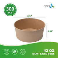 APSIC 42 oz Kraft Salad Bowl - Extra Large & Practical - 300 PCS/CTN
