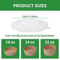APSIC Flat Lid for 16 oz 24 oz 32 oz Salad Bowl - Tight Seal & Easy Matching - 300 PCS/CTN
