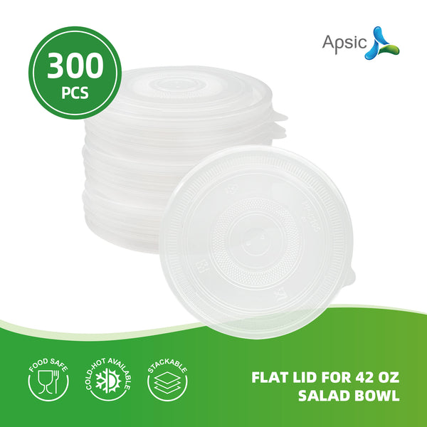 APSIC Flat Lid for 42 oz Salad Bowl - Custom Fit & Reliable - 300 PCS/CTN