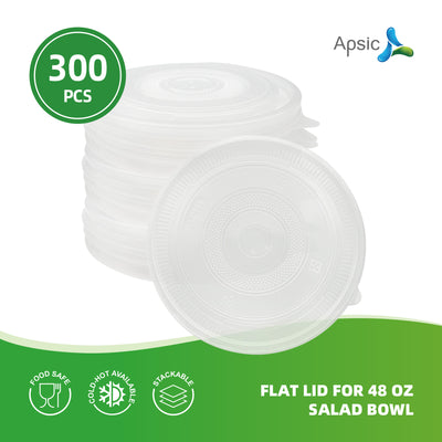 APSIC Flat Lid for 48 oz Salad Bowl - Stable & Convenient - 300 PCS/CTN