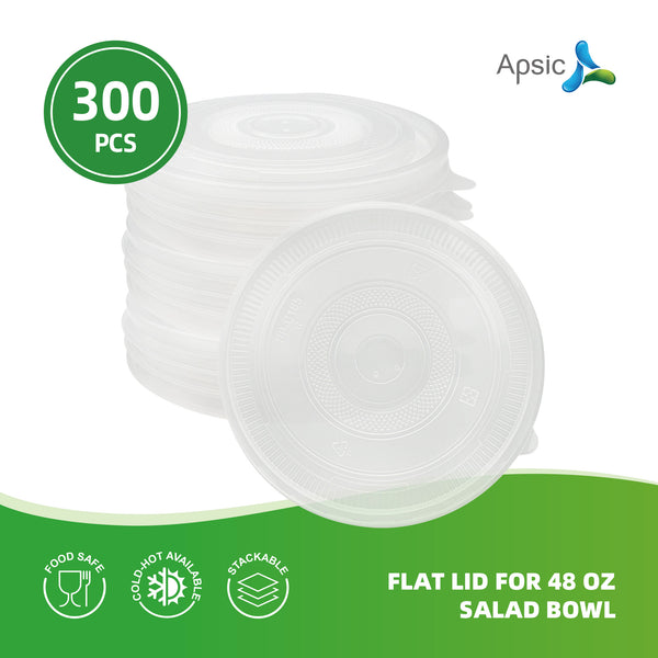 APSIC Flat Lid for 48 oz Salad Bowl - Stable & Convenient - 300 PCS/CTN
