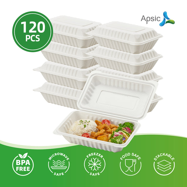 APSIC Burger Box Hinged Lid To-Go Container - Fast Food & Takeout - 120 Count