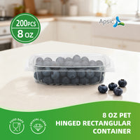 APSIC 8oz Clear PET Hinged Container — 200/Case
