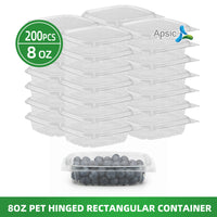 APSIC 8oz Clear PET Hinged Container — 200/Case