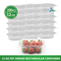 APSIC 12oz Clear PET Hinged Container — 200/Case