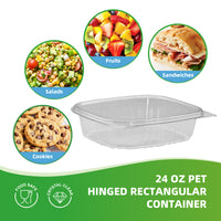 APSIC 24oz Clear PET Hinged Container — 200/Case