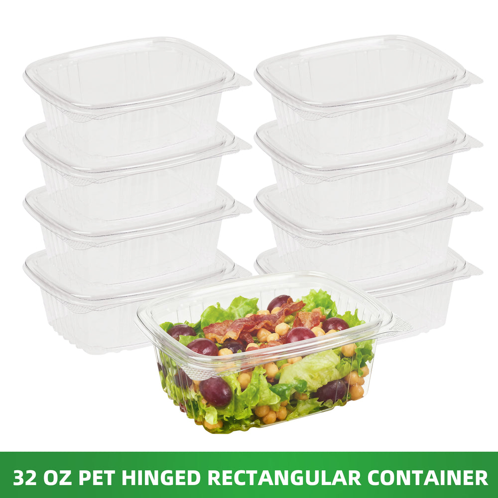 APSIC 32oz Clear PET Hinged Container — 200/Case