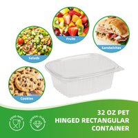 APSIC 32oz Clear PET Hinged Container — 200/Case