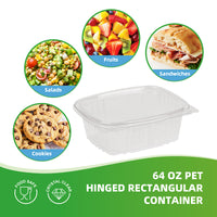 APSIC 64oz Clear PET Hinged Container — 200/Case
