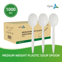 APSIC Medium Weight White Plastic Soup Spoon - Food Service, Ideal for Restaurants - 1000 Pcs/Case