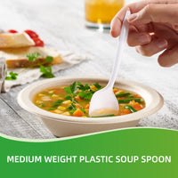 APSIC Medium Weight White Plastic Soup Spoon - Food Service, Ideal for Restaurants - 1000 Pcs/Case