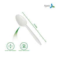 APSIC Medium Weight White Plastic Tea Spoon - Food Service, Ideal for Restaurants - 1000 Pcs/Case