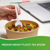 APSIC Medium Weight White Plastic Tea Spoon - Food Service, Ideal for Restaurants - 1000 Pcs/Case