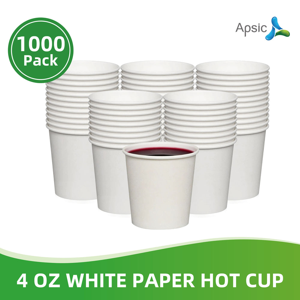 APSIC 4 oz White Paper Hot Cups, 1000 Count (PAPC04)