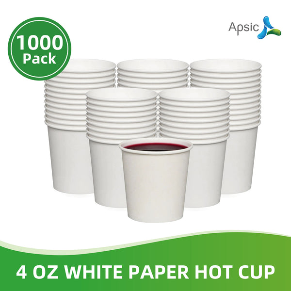 APSIC 4 oz White Paper Hot Cups, 1000 Count (PAPC04)