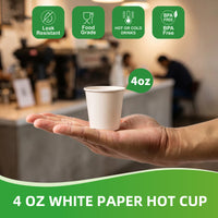 APSIC 4 oz White Paper Hot Cups, 1000 Count (PAPC04)