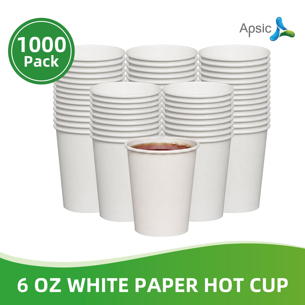APSIC 6 oz White Paper Hot Cups, 1000 Count (PAPC06)