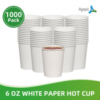 APSIC 6 oz White Paper Hot Cups, 1000 Count (PAPC06)