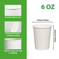 APSIC 6 oz White Paper Hot Cups, 1000 Count (PAPC06)