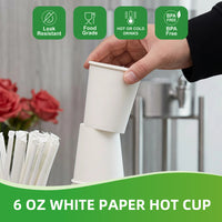 APSIC 6 oz White Paper Hot Cups, 1000 Count (PAPC06)