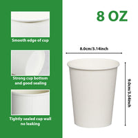 APSIC 8 oz White Paper Hot Cup - Heat Resistant - 1000 Count
