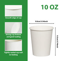 APSIC 10 oz White Paper Hot Cup - Comfortable Grip - 1000 Count