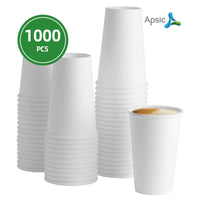 APSIC 16 oz White Paper Hot Cup - Large Hot Drink Use - 1000 Count