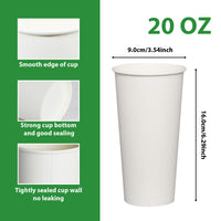 APSIC 20 oz White Paper Hot Cup - Ideal for Tea & Coffee - 1000 Count