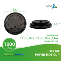 APSIC Lids for 10/12/16/20/24 oz Paper Hot Cup - Universal Size - 1000 Count