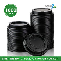 APSIC Black Lid for 10-24oz Paper Hot Cup, 1000/Case