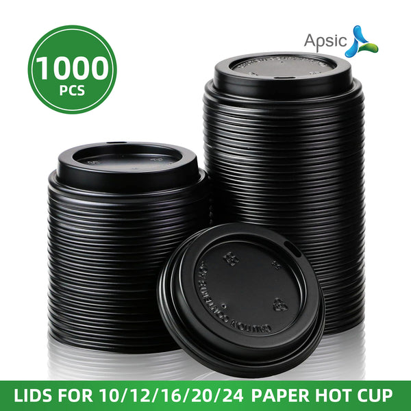 APSIC Black Lid for 10-24oz Paper Hot Cup, 1000/Case