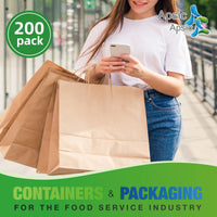 APSIC Kraft Paper Bags w/ Handles 16x6x18, 200 Pack (PB-09)