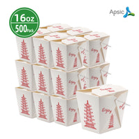 APSIC 16 oz Asian Paper Oyster Pail (Take-Out Box) w/ Wire Handle, 500 Count - PBW-16