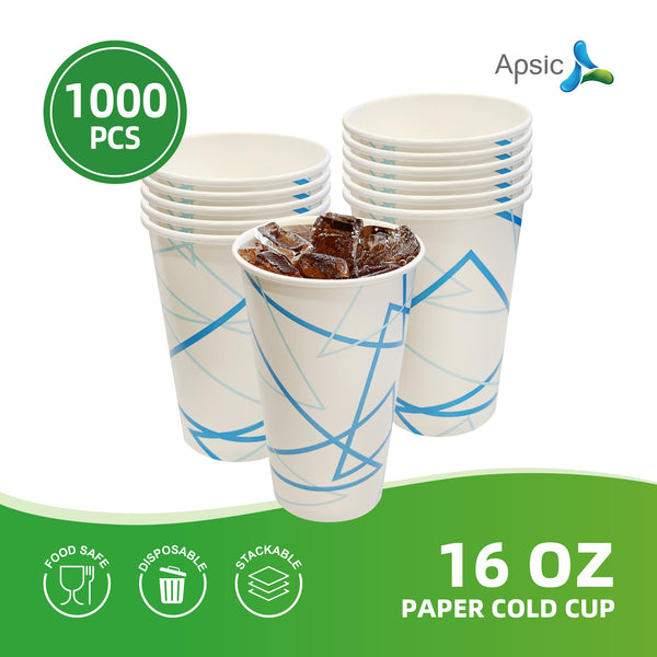 APSIC 16 oz Paper Cold Cup - Classic Cold Beverage Cup - 1000 Count