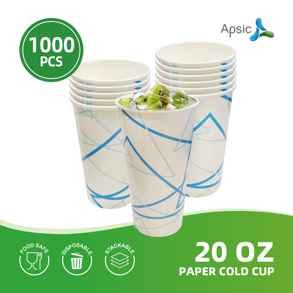 APSIC 20 oz Paper Cold Cup - Spacious & Refreshing - 1000 Count