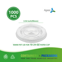 APSIC 90mm PET Flat Lid for 10-24oz Cold Cup, 1000/Case