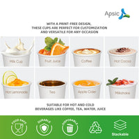 APSIC 16 oz Double Wall White Paper Hot Cup - Premium Hot Drink Cup - 500 Count