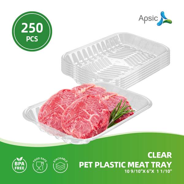APSIC Clear PET Plastic Meat Tray 10 9/10
