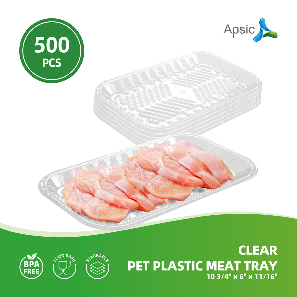 APSIC Clear PET Plastic Meat Tray 10 3/4