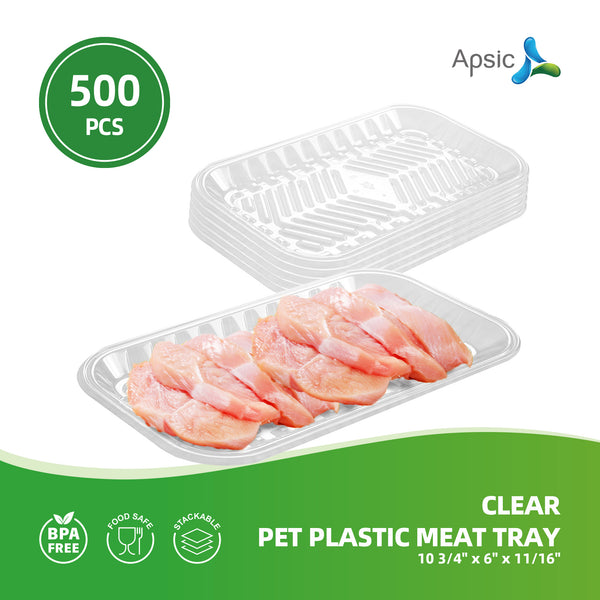 APSIC Clear PET Plastic Meat Tray 10 3/4