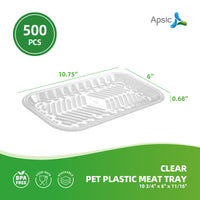 APSIC Clear PET Plastic Meat Tray 10 3/4