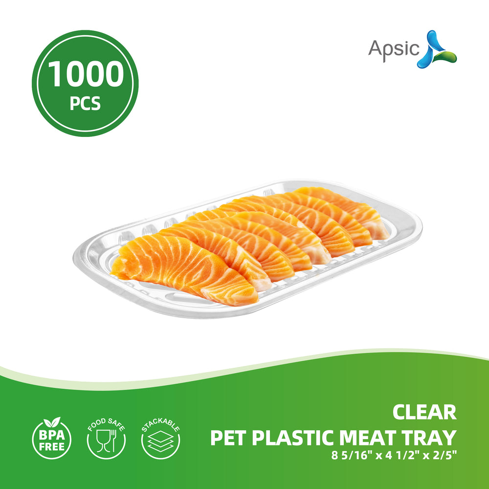APSIC Clear PET Plastic Meat Tray 8 5/16