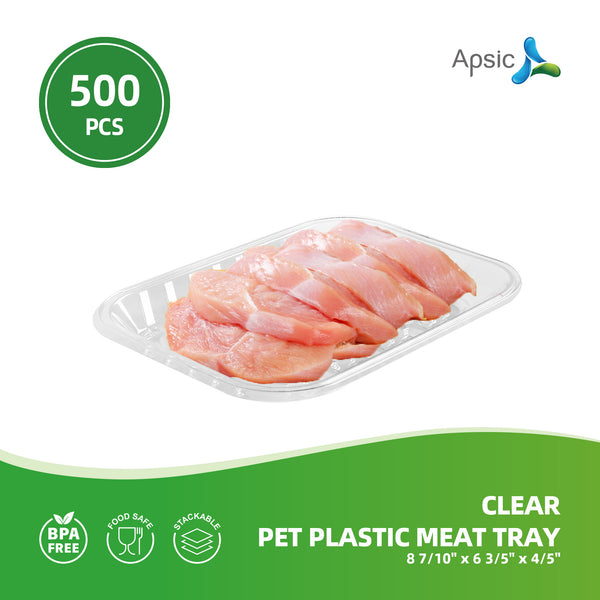 APSIC Clear PET Plastic Meat Tray 8 7/10