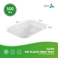 APSIC Clear PET Plastic Meat Tray 8 7/10