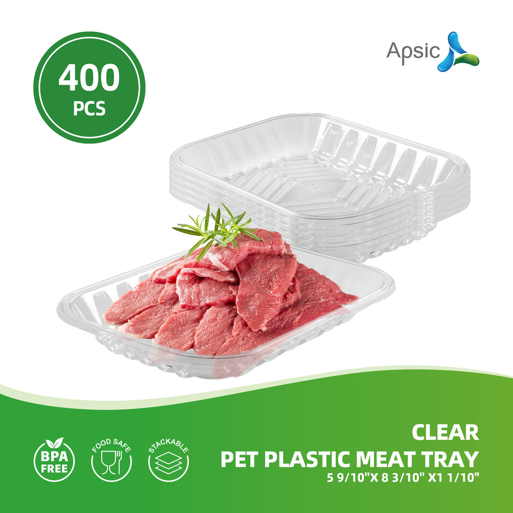 APSIC Clear PET Plastic Meat Tray 5 9/10